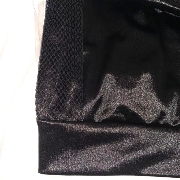 Heart & Hips Black Mesh & Shiny Polyester Blend Crop Tank Top S - Picture 3 of 7